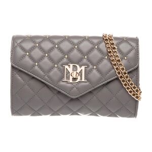 NWT Badgley Mischka Gray Quilted Crossbody Bag with Gold Chain & Studs